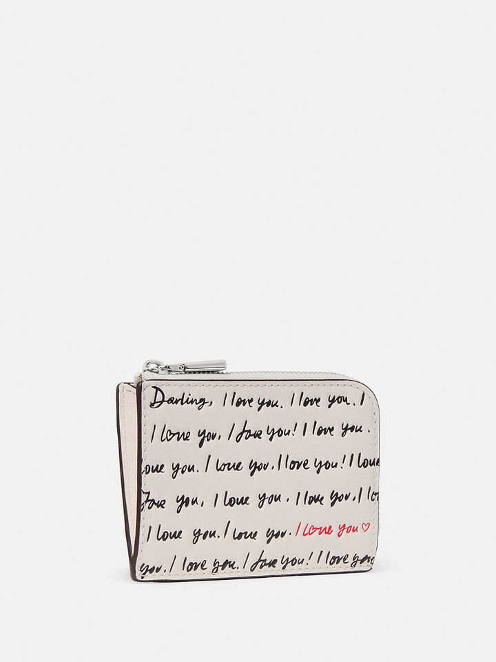 I Love You Mini Zip Card Case, Cream Multi, hi-res image number 3