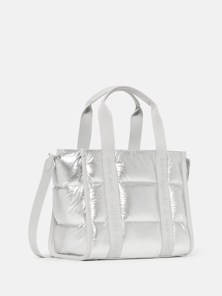 Kip Puffy Small Tote, SILVER, hi-res image number 3