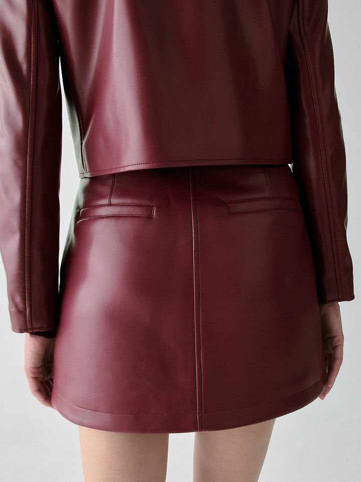 Faux Nappa Mini Skirt, ROASTED POMEGRANATE, hi-res image number 3