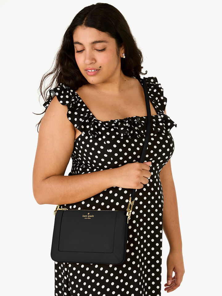 Lena Pebbled Leather Double Compartment Crossbody