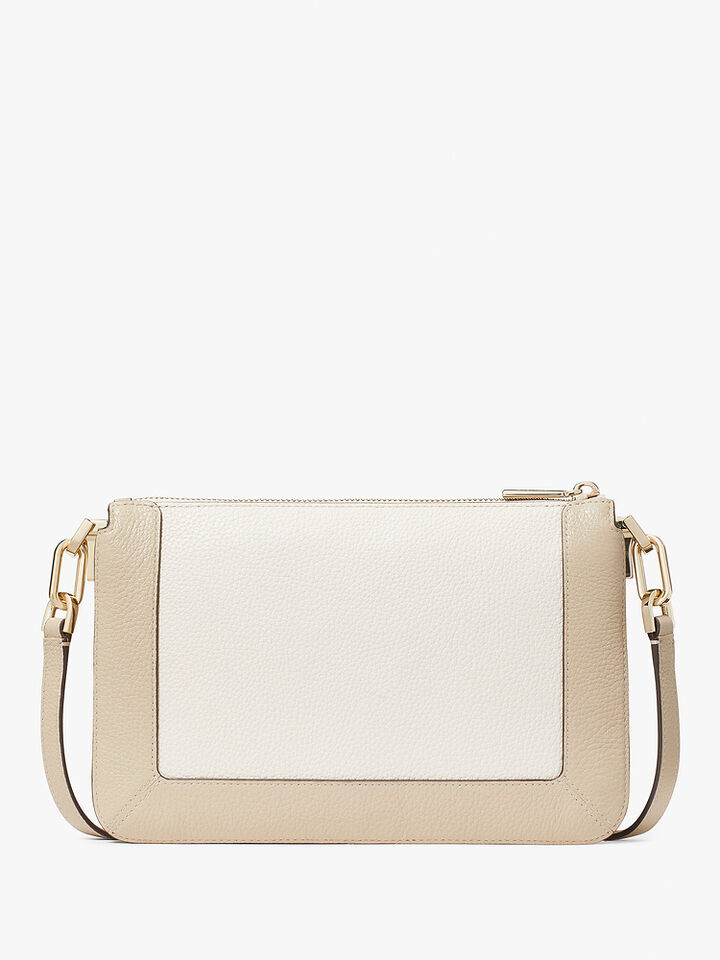 Lena Colorblock Pebbled Leather Double Compartment Crossbody, BEIGE, hi-res image number 5