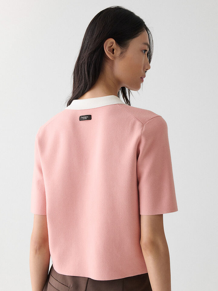 Cropped Polo Sweater, SERENE PINK, hi-res image number 3