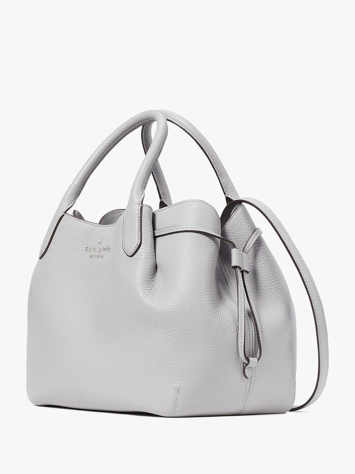 Dumpling Pebbled Leather Large Triple Compartment Satchel, MOUNTAIN GREY, hi-res image number 3