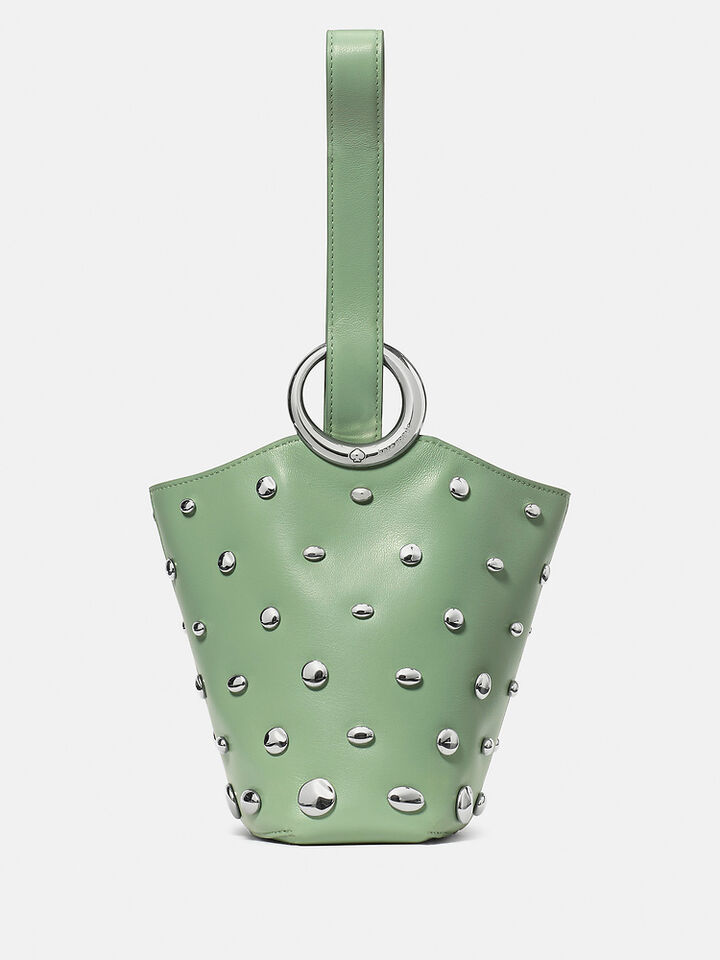 Halo Studded Mini Bucket Bag