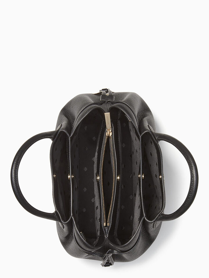 Dumpling Pebbled Leather Large Triple Compartment Satchel, BLACK, hi-res image number 4