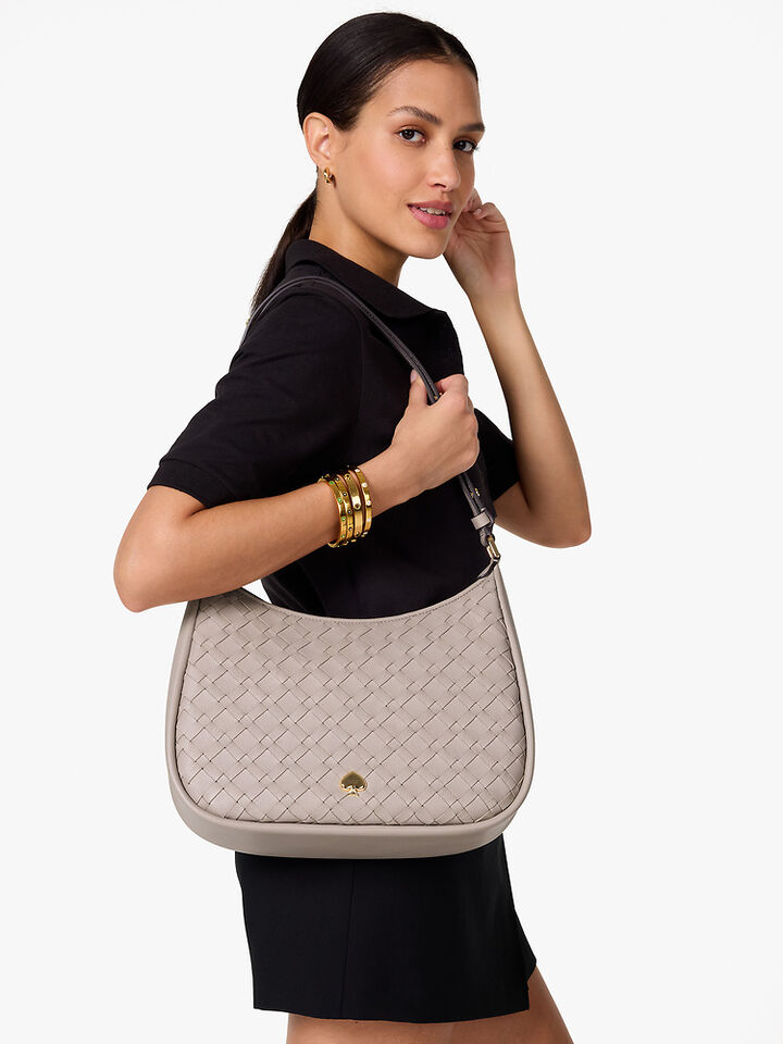 Kayla Woven Leather Large Shoulder Bag